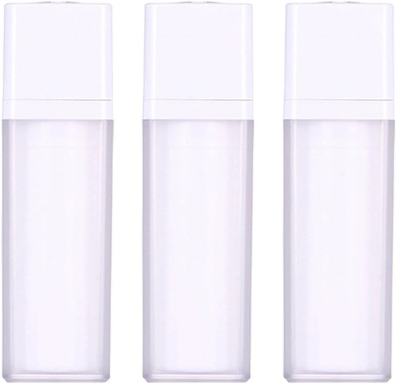 Elandy 3Pcs 30Ml/1oz Empty Refillable White Square Frosted Plastic Airless Spray Bottles with Rotary Lift Sprayer Cap Fine Mist Travel Cosmetic Sample Dispenser Storage Containers