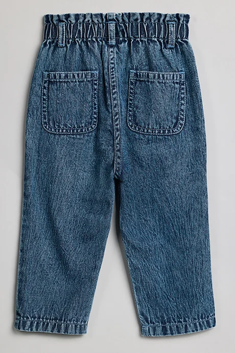 R&B Embroidered Mom Fit Jeans with Elastic Waist