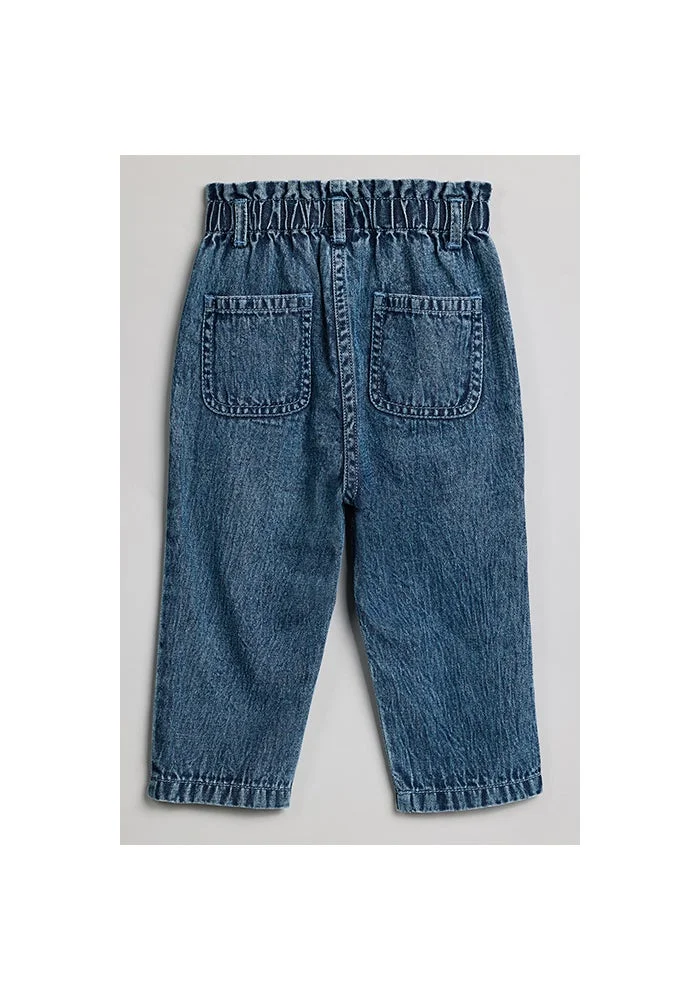 أر أند بي Embroidered Mom Fit Jeans with Elastic Waist