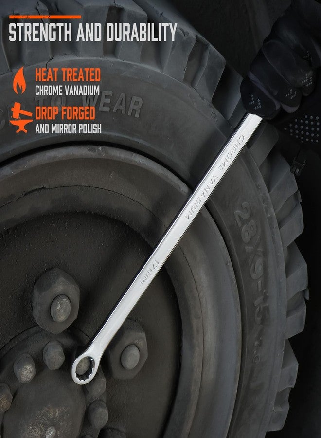 هورسدي طقم مفاتيح ربط HORUSDY، مكون من 8 قطع، طويل جدًا، بطرفين، 12 نقطة، متري، 8-24 مم، فولاذ CR-V، إزاحة 15 درجة، تحميل خارج الزاوية، مع منظم من إسفنج EVA - Image 4