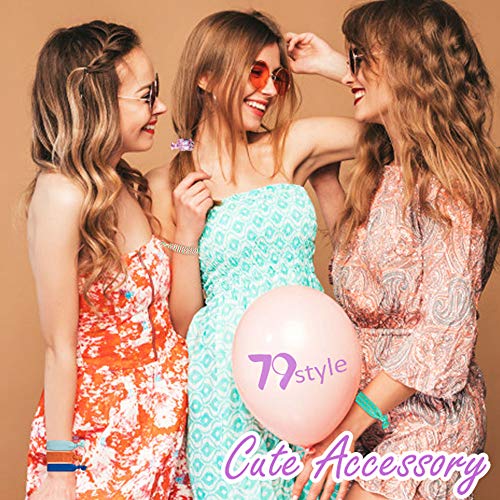 79STYLE 50pcs Elastic Hair Ties No Crease Ouchless Cute Print Ribbon Ponytail Holders Braid Soft Fabric Yoga Twist Cute Hair Ties Hair Accessories Hand Knotted Fold Over Solid Colors (50 - Image 2