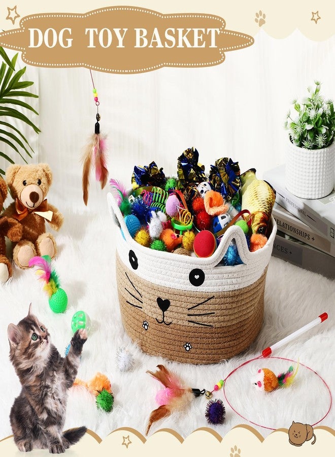 Zopeal 76 Pcs Cat Storage Basket Gift Toys Set, Interactive Cat Toys, Kitten Wand, Colorful Flashing Balls Pet Bell Crinkle Balls Spring Attract Kitten to Swat, Hunt for Pet Indoor(Khaki) - Image 4