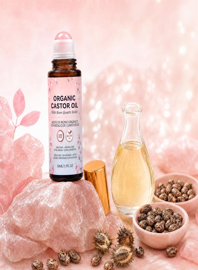 Narvokey Organic Castor Oil Roll On with Rose Quartz Roller, 100% Cold Pressed, Hexane-Free, for Face, Body, Hair, and Eyebrows (1) - Image 2