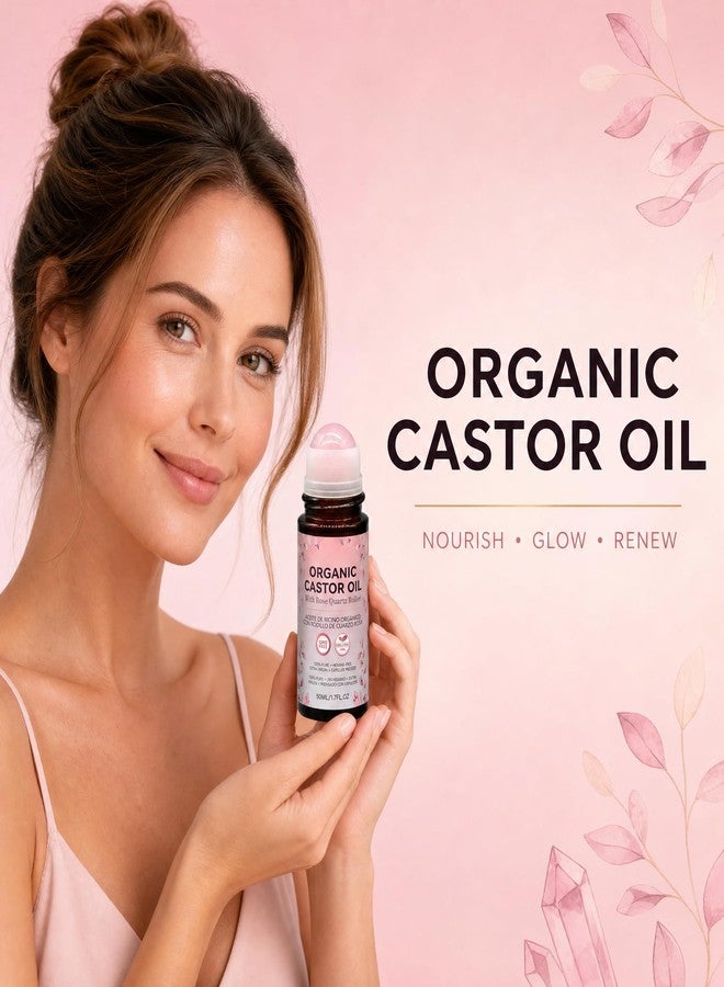 Narvokey Organic Castor Oil Roll On with Rose Quartz Roller, 100% Cold Pressed, Hexane-Free, for Face, Body, Hair, and Eyebrows (1) - Image 3