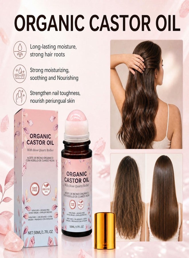 Narvokey Organic Castor Oil Roll On with Rose Quartz Roller, 100% Cold Pressed, Hexane-Free, for Face, Body, Hair, and Eyebrows (1) - Image 5