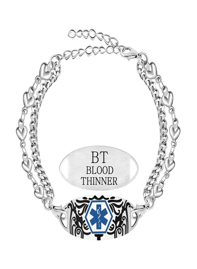 Tobestu BLOOD THINNER Medical Emergency Bracelet - Adjustable Double Heart Link Design Jewelry for Casual Wear YA6287 - Image 1