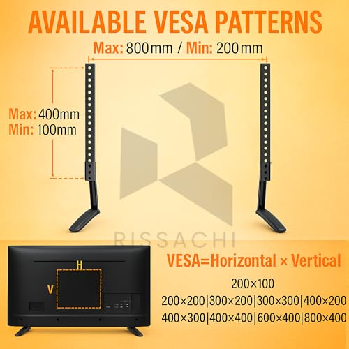 RISSACHI Universal Table Top TV Leg Stand for 32 to 75 Inch TV, Easy Installation, Compatible with 50 Kgs Load Capacity LED LCD TVs for Home & Office Use - Image 5