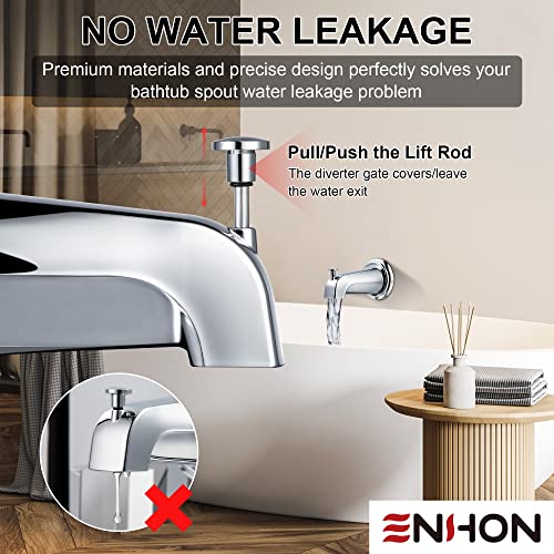 Enhon Slip on Tub Spout with Diverter Compatible with American Standard 8888026002 Tub Spout Bathroom Bathtub Faucet Fits 12 Copper Water Tube58 Dia 532 Hex WrenchChrome3 - Image 3