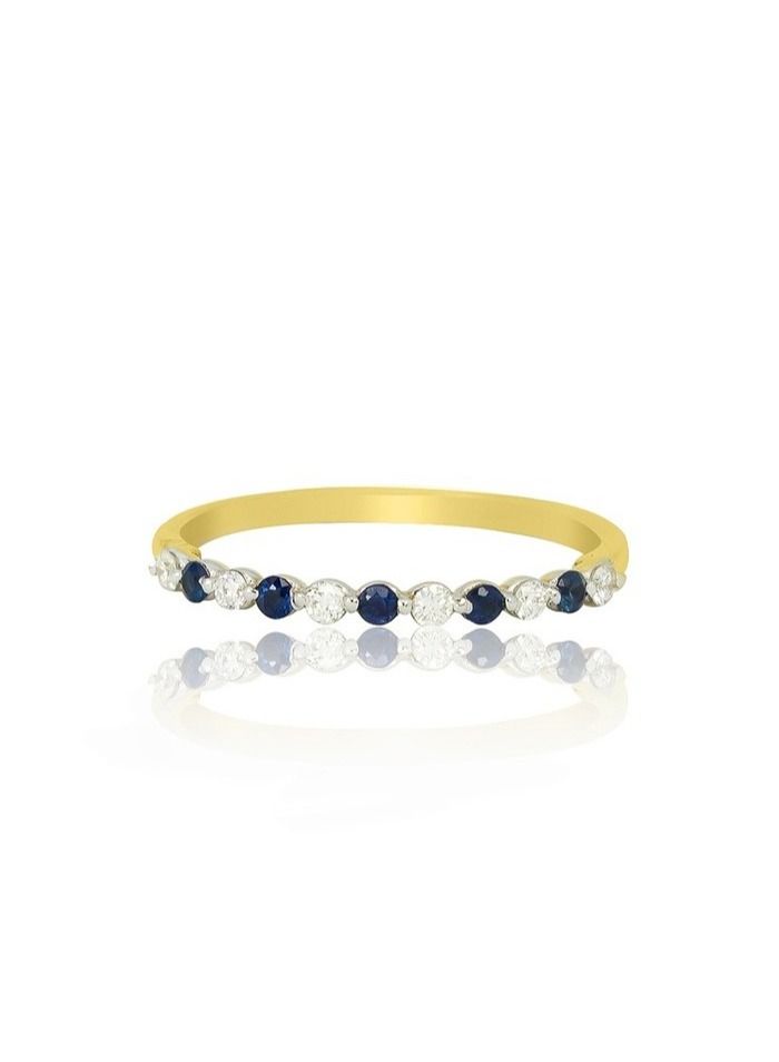 Capri Gold Capri Gold Blue Sapphire Diamond Band  Ring in 18K Yellow Gold, 6.5 US  - Image 1