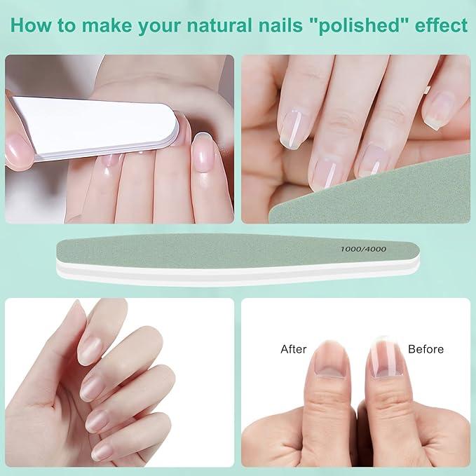 CGBE Professional Nail Files 12Pcs 150150 Grit Files Set DoubleSided Grit Emery Board Manicure Tools for Home and Salon Use - Image 3