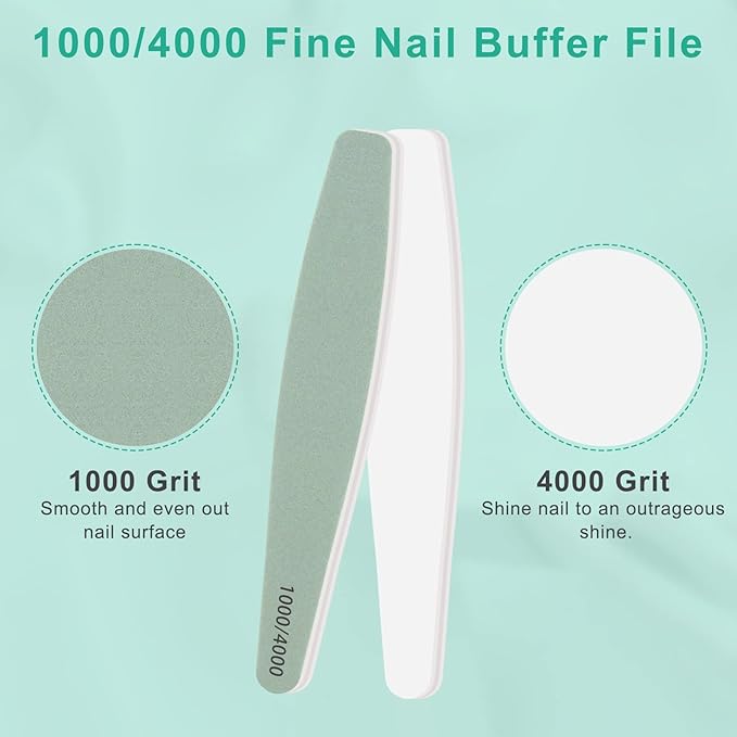 CGBE Professional Nail Files 12Pcs 150150 Grit Files Set DoubleSided Grit Emery Board Manicure Tools for Home and Salon Use - Image 2