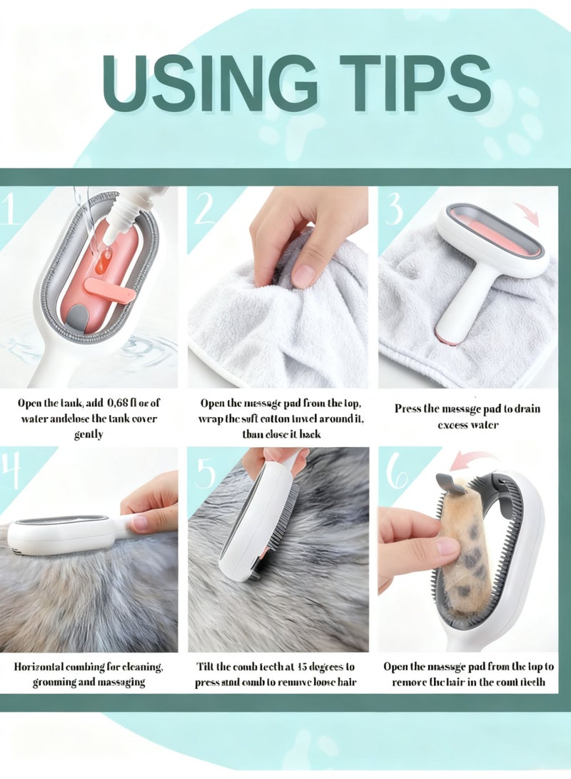 Bukela Cat Brush Pet Brush Water Infused 4 in 1, Pet Grooming Self Cleaning Slicker Brush for Cats, Reusable Cat and Dog Hair Remover with Unique Water Tank Design Suitble for Every Pet Hair (Pink) - Image 2