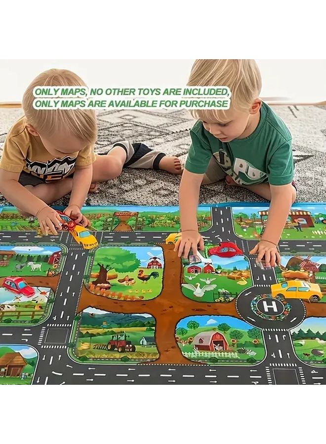 Small Size 22 44x32 68 Inch Waterproof Play Mat Farm City Traffic Parking Scene Game - Image 3
