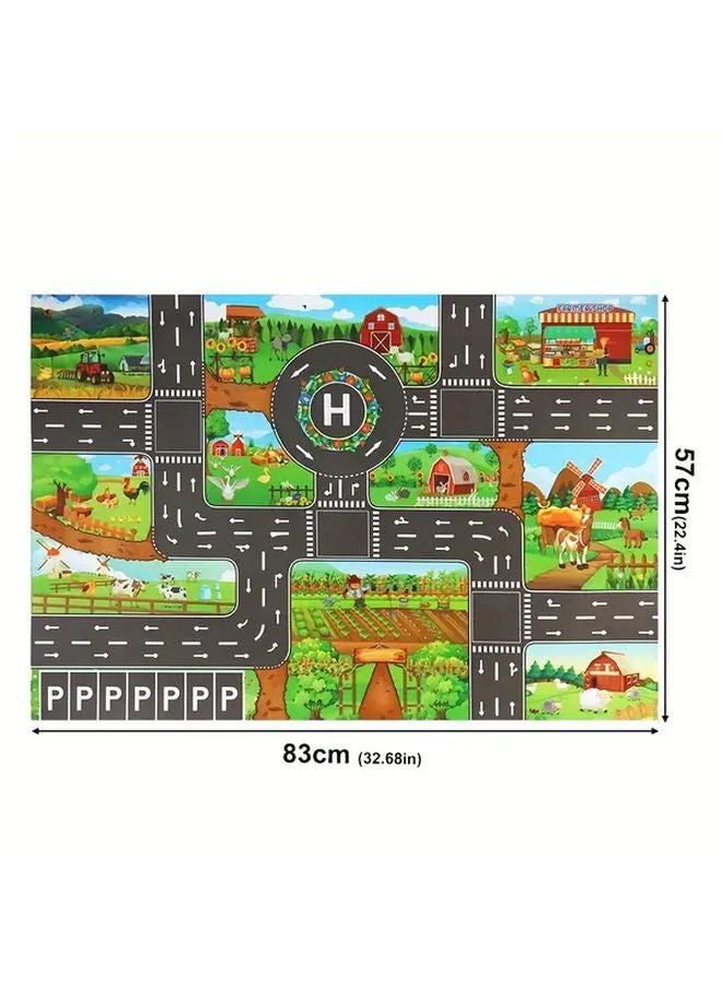 Small Size 22 44x32 68 Inch Waterproof Play Mat Farm City Traffic Parking Scene Game - Image 4