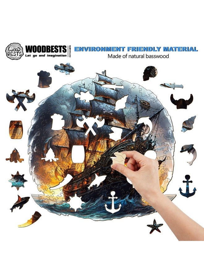 Woodbests Wooden Puzzle For Adults, Sailing Ship Puzzle (L, 300Pcs, 13.8"X13.6") Beautiful Wooden Box, Wooden Jigsaw Puzzles Unique Shape, Birthday Gifts For Adults And Kids Family Game - Image 2
