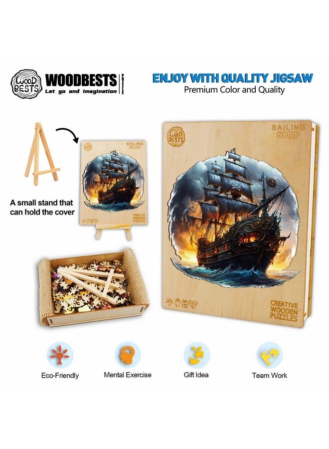 Woodbests Wooden Puzzle For Adults, Sailing Ship Puzzle (L, 300Pcs, 13.8"X13.6") Beautiful Wooden Box, Wooden Jigsaw Puzzles Unique Shape, Birthday Gifts For Adults And Kids Family Game - Image 3