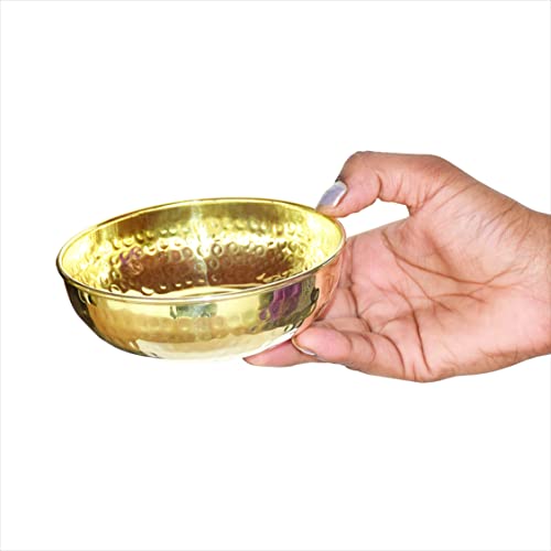 Landslide Brass Decorative Bowl, 1 Piece (Gold - 4.5 X 1.75 Inch) - 250 Ml - Image 3