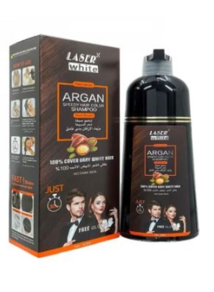 Laser White Argan Hair Shampoo Dark Brown 420ml