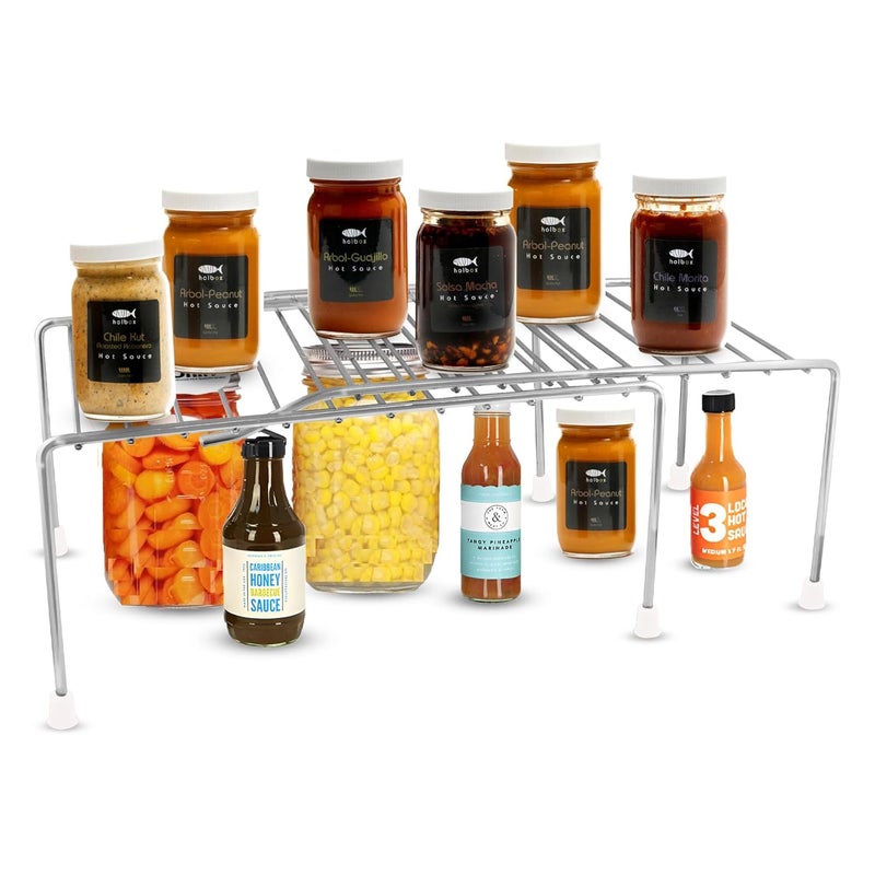 Unify Stainless Steel Kitchen Dish Rack Expandable Storage Shelves for Kitchen Cabinets Kitchen Organizer Kitchen Storage rack kitchen accessories items rack Expandable Rack for Kitchen Storage Extend Up to 580 mm Silver - Image 3