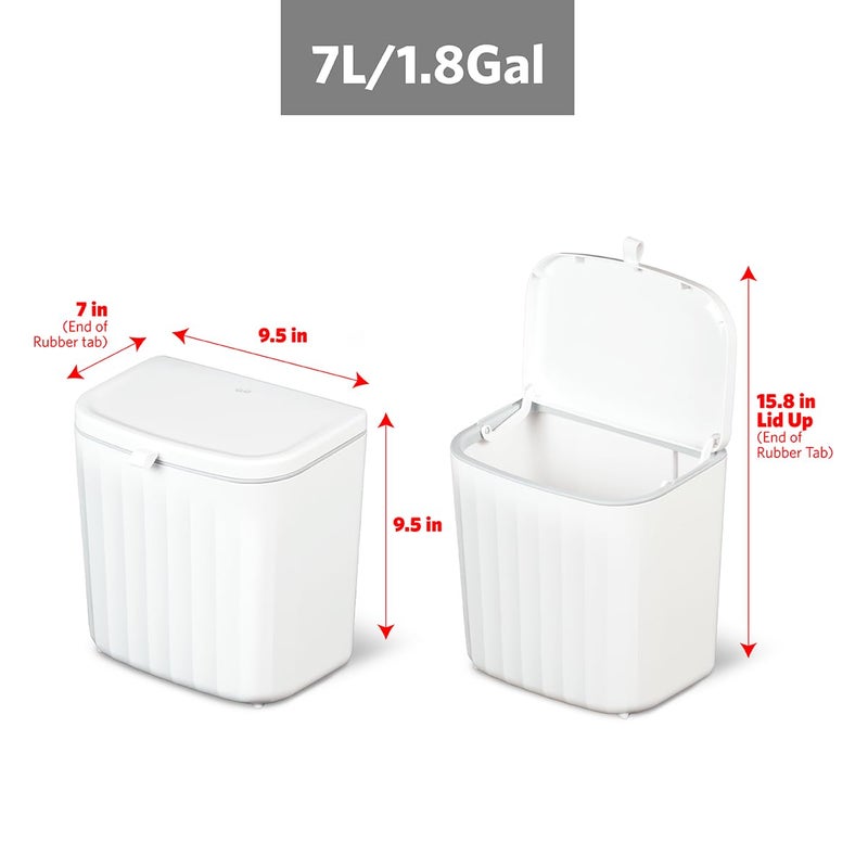 Glad Roomate Under Counter Waste Bin | Space Saving Small Trash Can for Kitchen Cabinet, Bathroom or Office | Dual Lid for Ease of Opening, 7 Liter, White - Image 2