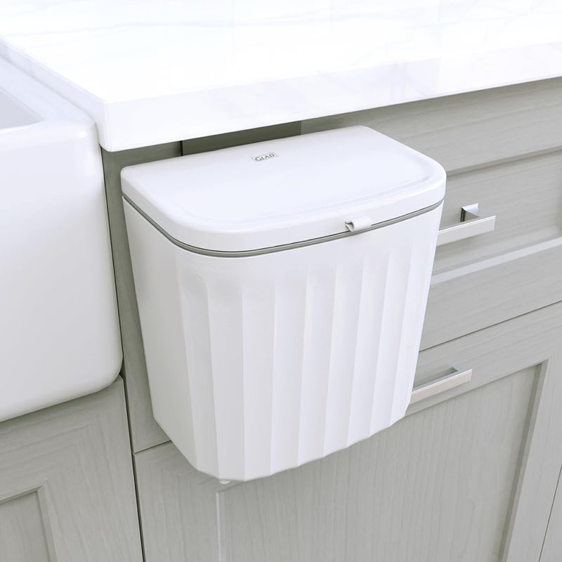 Glad Roomate Under Counter Waste Bin | Space Saving Small Trash Can for Kitchen Cabinet, Bathroom or Office | Dual Lid for Ease of Opening, 7 Liter, White - Image 1
