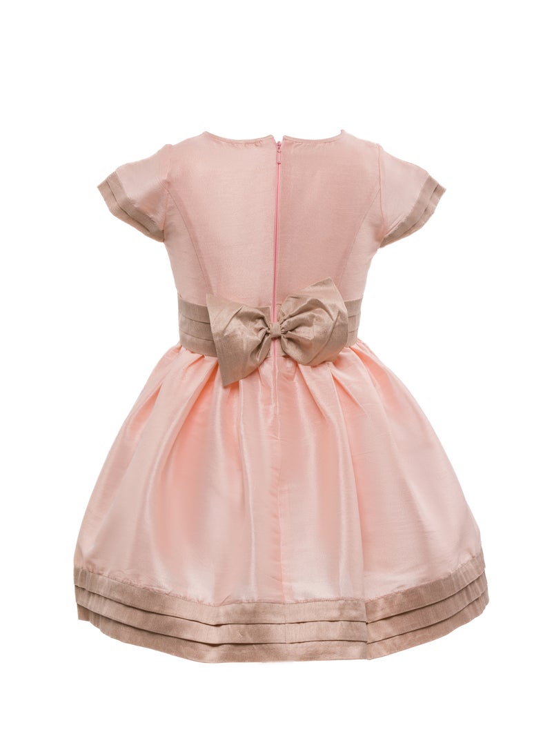 Queen - STRIPY PEACH Girls Party Dress, Princess Dress Party Wear Wedding Evening Formal Pageant Dance Gown for Birthday Kid Girls Elegant - Image 1