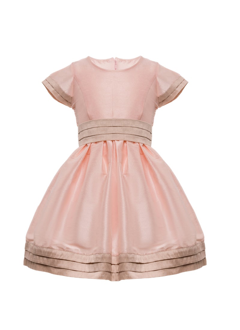 Queen - STRIPY PEACH Girls Party Dress, Princess Dress Party Wear Wedding Evening Formal Pageant Dance Gown for Birthday Kid Girls Elegant - Image 1