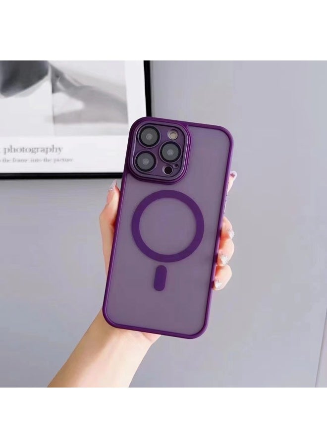 Generic - Apple 15promax Skin-sensitive Magnetic Suction Sleeve For 14 Two-in-one Frosted Shell 13 Independent Buttons 16 All-inclusive PC-Color:Dark Night Purple ]-Applicable Model:IP 13 - Image 1