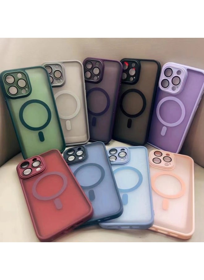 Generic - Apple 15promax Skin-sensitive Magnetic Suction Sleeve For 14 Two-in-one Frosted Shell 13 Independent Buttons 16 All-inclusive PC-Color:Dark Night Purple ]-Applicable Model:IP 13 - Image 1