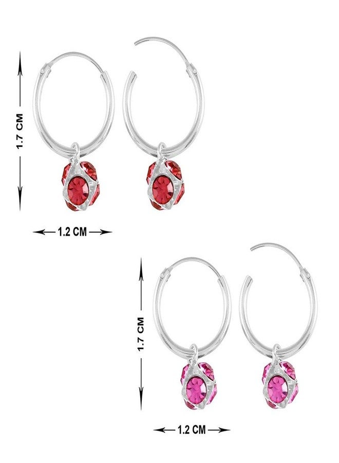 ELOISH Pure Sterling Silver Bali Earrings. Red and Pink Disco Ball Balis. - Image 2