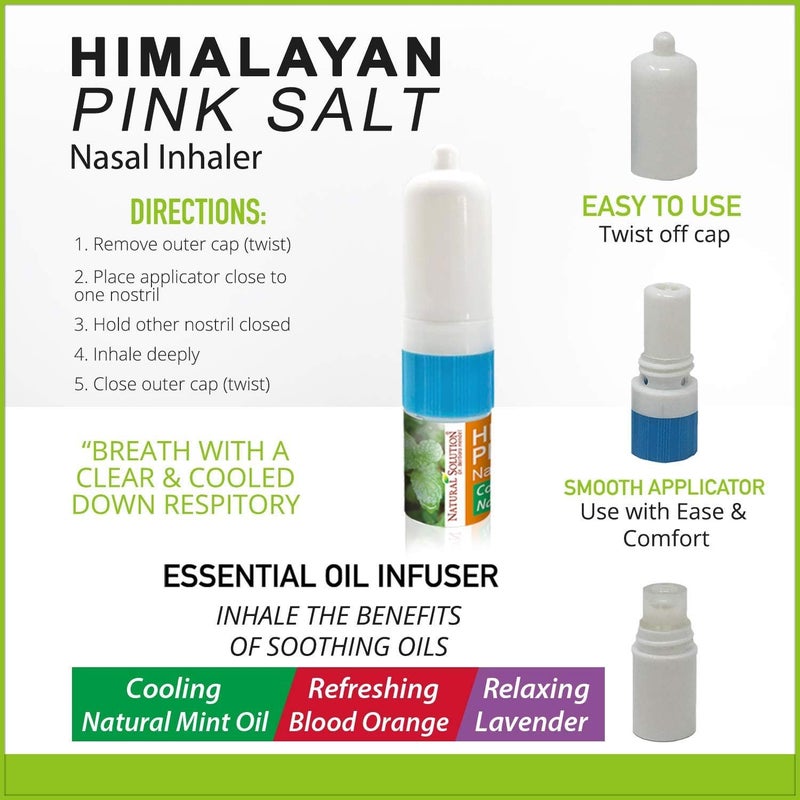 Natural Solution Nasal Inhaler Infused with Pink Salt and Organic Mint Oil Nose Cleaner Cooling Relaxing Refreshing Aromatherapy Diffuser 0068oz Pack of 3 8206A3PK - Image 5