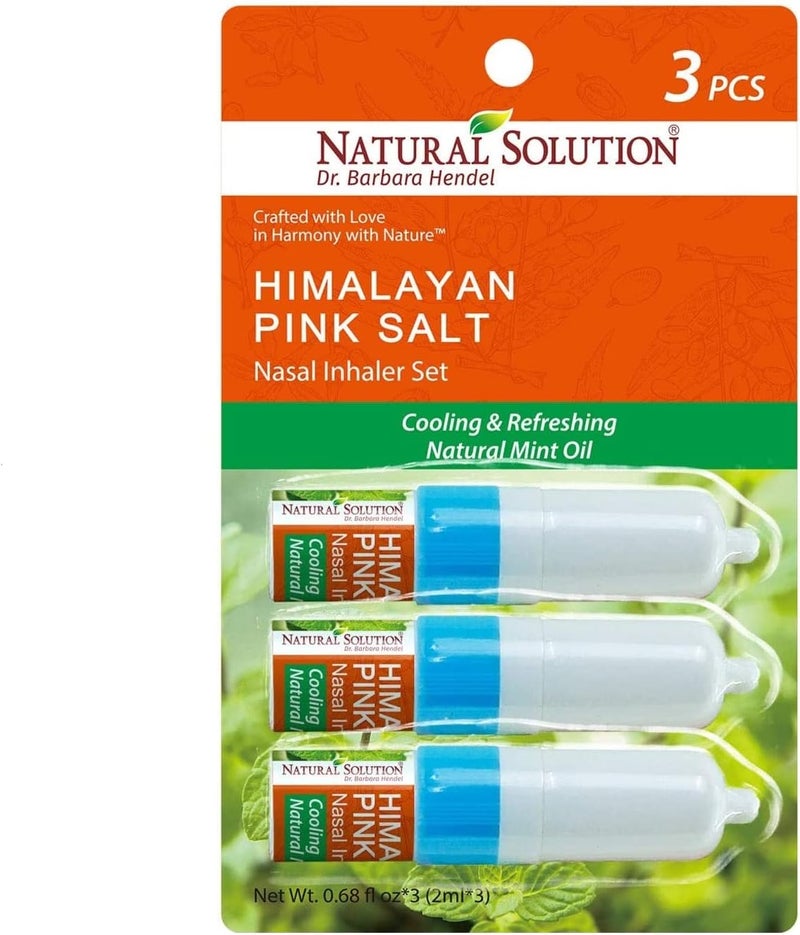 Natural Solution Nasal Inhaler Infused with Pink Salt and Organic Mint Oil Nose Cleaner Cooling Relaxing Refreshing Aromatherapy Diffuser 0068oz Pack of 3 8206A3PK - Image 1