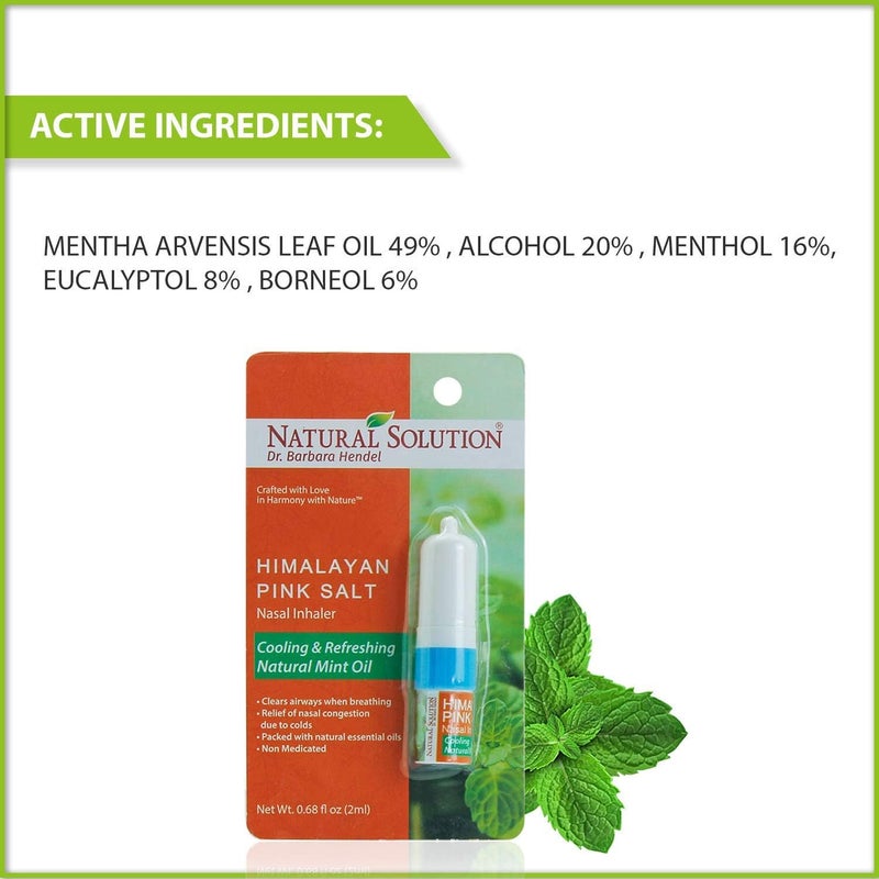 Natural Solution Nasal Inhaler Infused with Pink Salt and Organic Mint Oil Nose Cleaner Cooling Relaxing Refreshing Aromatherapy Diffuser 0068oz Pack of 3 8206A3PK - Image 3