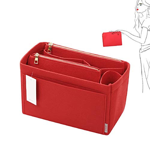 ZTUJO Purse Organizer, Felt Bag Organizer Insert for Speedy, Neverfull, Graceful, Tote, Handbag, Shaper (Slender Large, Red) - Image 1