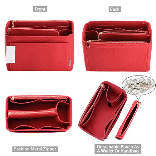 ZTUJO Purse Organizer, Felt Bag Organizer Insert for Speedy, Neverfull, Graceful, Tote, Handbag, Shaper (Slender Large, Red) - Image 2