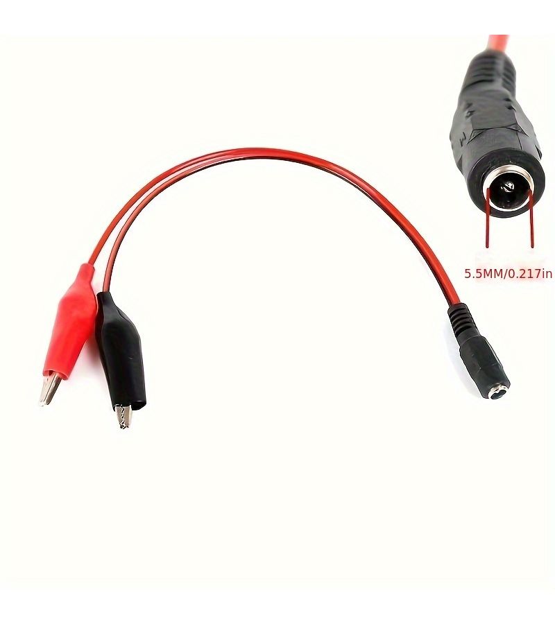 1pc Silicone Dc Battery Clip Cable Male To Female Red And Black Alligator Clips Charging Testing - Image 1