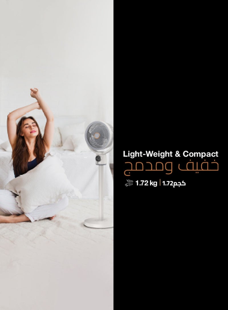 GREEN LION Quad Flex Fan - Rechargeable, 8 Inch, 3 Blade / RPM Range: 110-2280 RPM / Working Time: 4-8 Hrs / Fan Speed: 5 Levels / Airflow: 10.8 m/s / Remote Control / 90° Angle Adjustable - White - Image 3