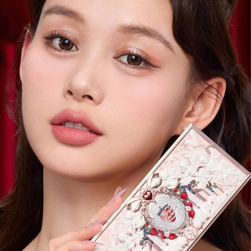 Flower Knows Strawberry Cupid Makeup Palette,Neutral Face Makeup with 5 Matte + 2 Shimmer Shades,Blendable Smooth Cute All- In-One Make Up Palette,0.49 Oz(01 Honey Canele) - Image 4