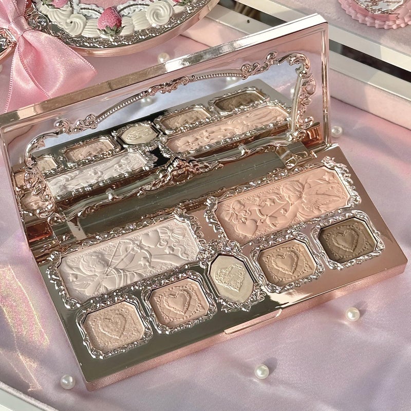 Flower Knows Strawberry Cupid Makeup Palette,Neutral Face Makeup with 5 Matte + 2 Shimmer Shades,Blendable Smooth Cute All- In-One Make Up Palette,0.49 Oz(01 Honey Canele) - Image 5
