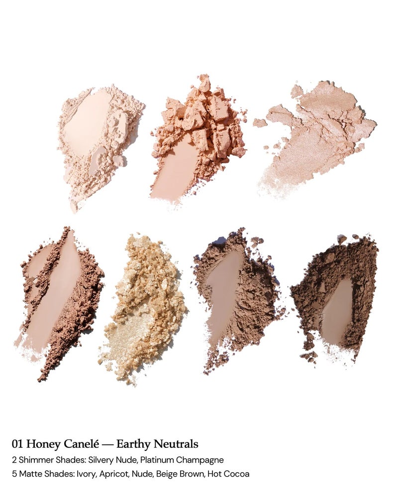 Flower Knows Strawberry Cupid Makeup Palette,Neutral Face Makeup with 5 Matte + 2 Shimmer Shades,Blendable Smooth Cute All- In-One Make Up Palette,0.49 Oz(01 Honey Canele) - Image 2
