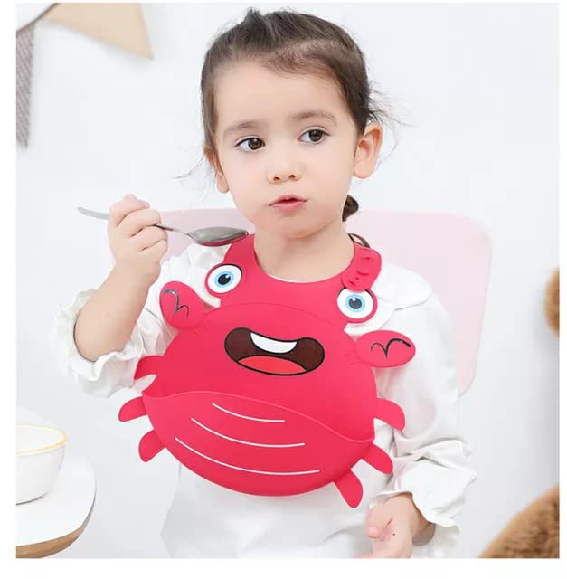 RIANZ Silicone Crab Baby Bibs, Waterproof Baby Drool Bibs with Wide Pocket BPA-Free Easily Wipe Clean Cute Cartoon Design for Unisex Infant Babies Toddlers (6 to 48 Months) (Yellow) - Image 3