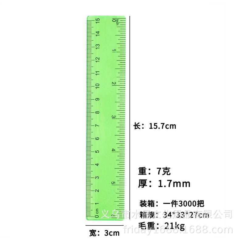 Advertising Ruler Flat Pocket 15Cm Color Transparent Plastic Ruler Double Bevel Double Scale High Definition Scale Ruler - Image 4