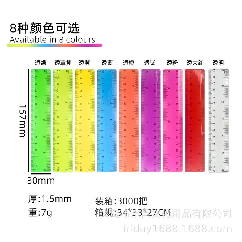 Advertising Ruler Flat Pocket 15Cm Color Transparent Plastic Ruler Double Bevel Double Scale High Definition Scale Ruler - Image 3
