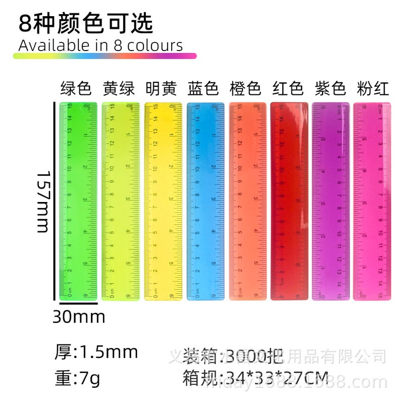 Advertising Ruler Flat Pocket 15Cm Color Transparent Plastic Ruler Double Bevel Double Scale High Definition Scale Ruler - Image 1
