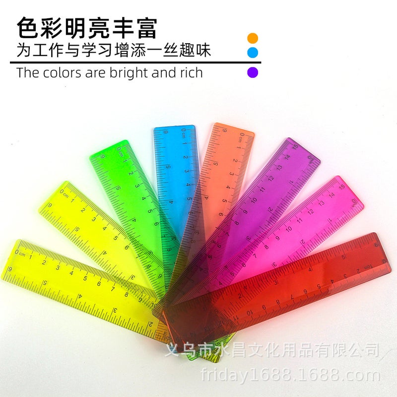 Advertising Ruler Flat Pocket 15Cm Color Transparent Plastic Ruler Double Bevel Double Scale High Definition Scale Ruler - Image 5