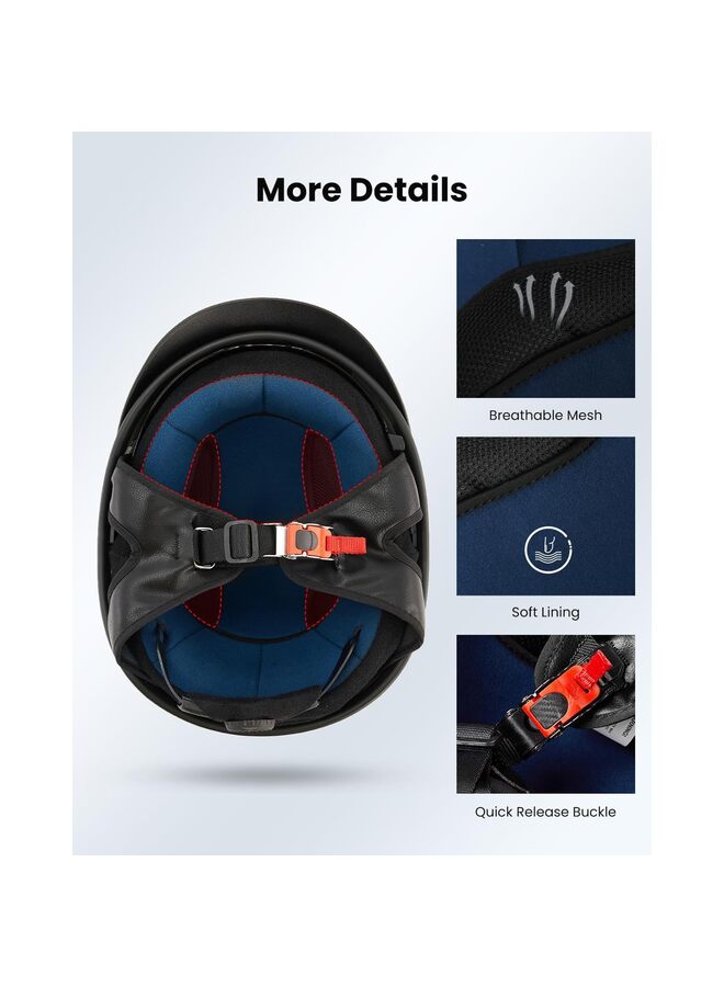 Motorcycle Half Helmet with Sunshield for Men Women Adjustable Size Dial Half Face Skull Cap for Bike Cruiser Chopper Moped Scooter ATV (Matte Black L) - Image 4