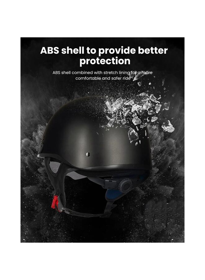 Motorcycle Half Helmet with Sunshield for Men Women Adjustable Size Dial Half Face Skull Cap for Bike Cruiser Chopper Moped Scooter ATV (Matte Black L) - Image 5