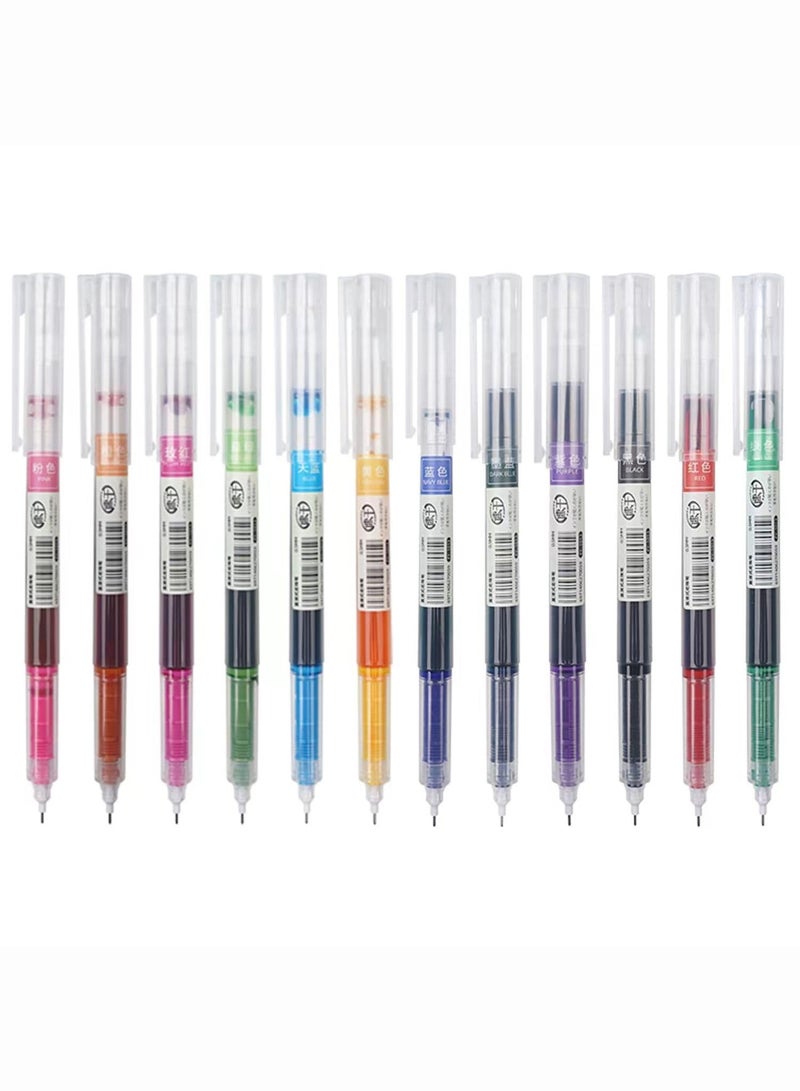 Merrystick Gel Ink Pens .5mm fine point liquid ink pens Rollerball Pens Smooth Writing for Note taking 12 PCS Assorted Coloring Pens for Coloring Drawing & Detailing Back to School Office Art Supplies - Image 1