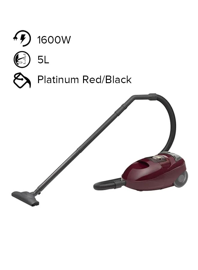 هيتاشي مكنسة كهربائية من نوع كانستر بقدرة 1600 وات 5 L 1600 W CV-W1600 SS220 WR أحمر بلاتيني/ أسود - Image 1