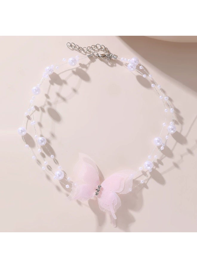 Goolsky قلادة باندنت فراشة للفتيات - مجوهرات أزياء لطيفة مع قوس و لؤلؤة، سلسلة ذهبية/فضية قابلة للتعديل، سبيكة مضادة للحساسية، هدية عيد ميلاد أو عطلة أو لقاءات اللعب أو ملابس المدرسة - Image 5